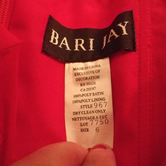 Bari Jay red strapless formal gown, Vtg 90s/y2k?, Sz 6 fits like 0 - Picture 9 of 9